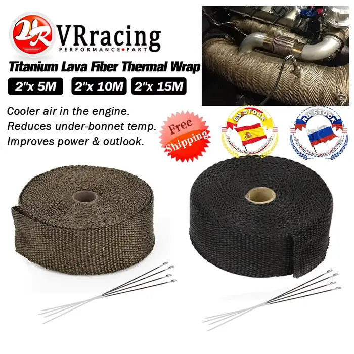 Rouleau d'isolation thermique pour collecteur d'échappement de moto, 5M/10M/15M, résistant avec atta