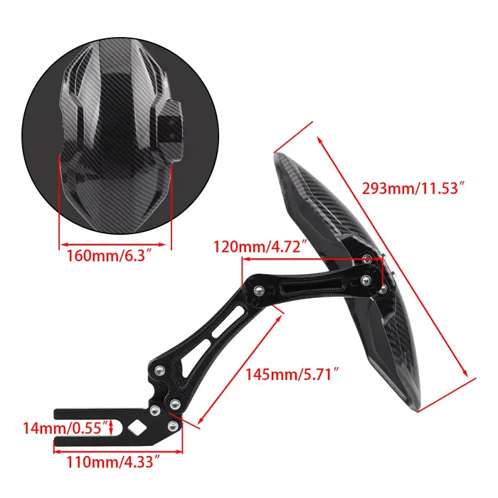 Garde-boue d'extension réglable pour roue arrière de moto