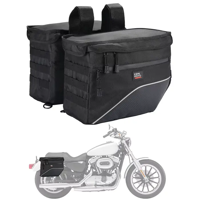 Sacs de selle de moto 26L en toile, sacs latéraux universels pour Cruiser Touring Sportster Softail