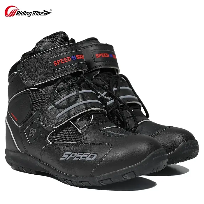 Bottes de course de motocross tout-terrain pour hommes, chaussures d'équitation de moto, cuir microc
