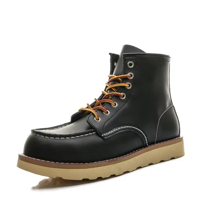 Bottes de moto en cuir véritable pour hommes, chaussures d'hiver, rouge, noir, désert, garder au cha