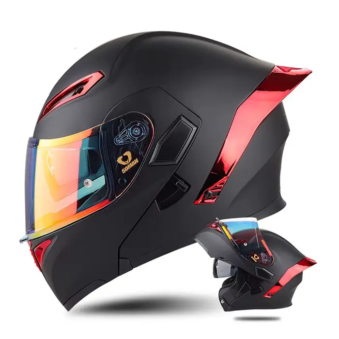 Casques rabattables à double lentille approuvés DOT pour Moto Vintage rétro casque de Moto intégral 
