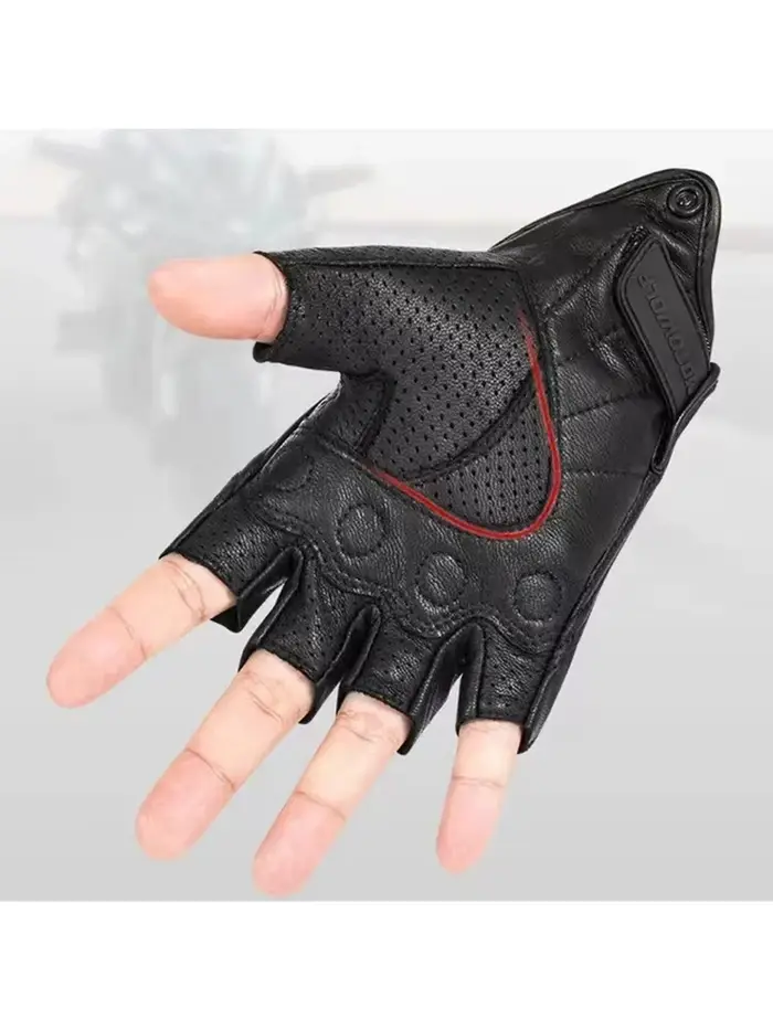 Gants de moto demi-doigt en peau de mouton