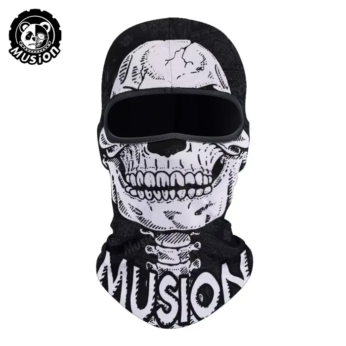 Musion Cagoule doublure de casque masque complet imprimé tête de mort Moto Topeng Muka Rider pour le
