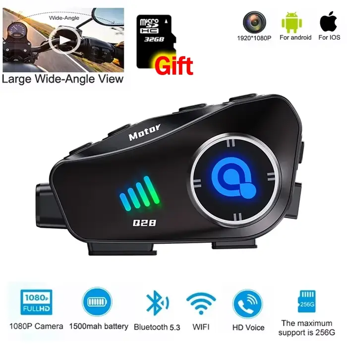 Casque de moto avec caméra DVR/caméra embarquée 1080P