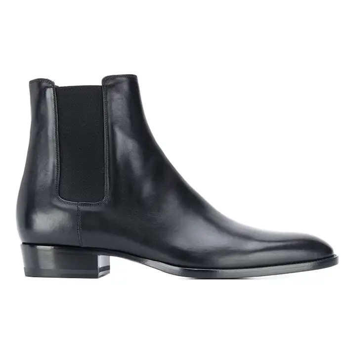 Bottes Chelsea à bande élastique pour hommes, en cuir véritable, bout pointu, bottes montantes de St