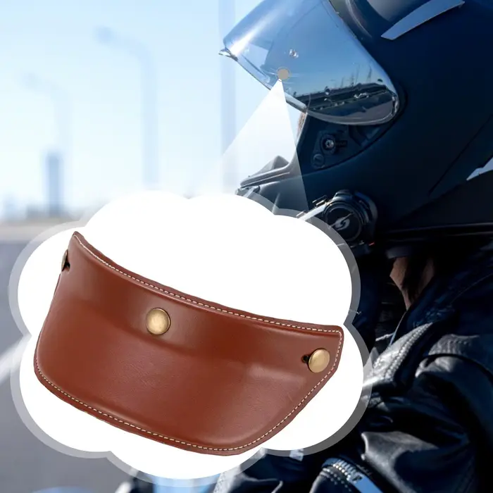 Visière de casque de moto en cuir PU légère à trois boutons