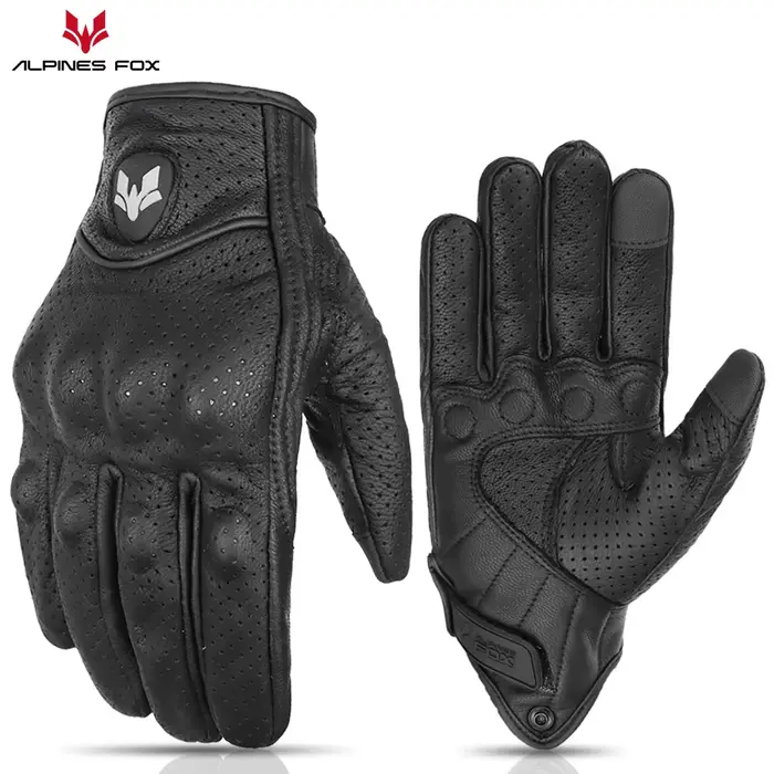 Gants de Moto en cuir perforé rétro d'été pour hommes et femmes, gants de motard de Motocross à doig