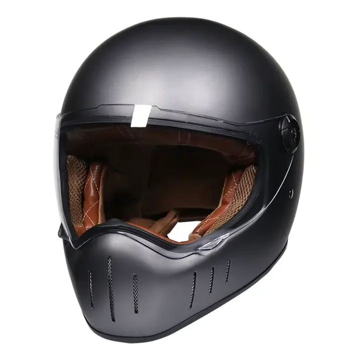 Thompson-Casque de moto intégral vintage, casque rétro Chopper