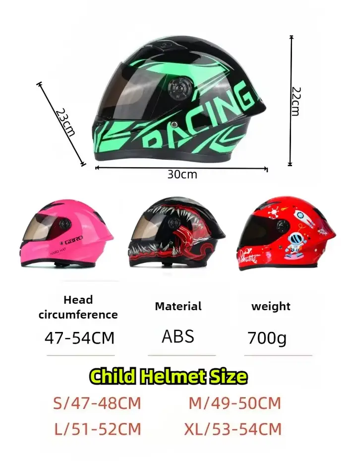 Mignon enfant Karting casques intégraux garçons filles 4 saisons Sports de plein air tête réglable vélo moto équitation enfants casque