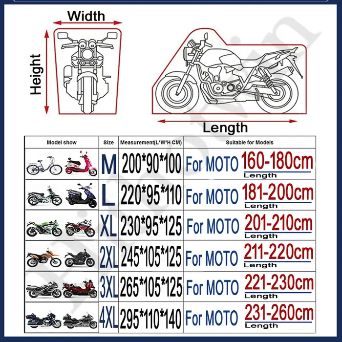 Housses de moto épaisses 300D, Design noir, imperméables, pour moteurs, poussière, pluie, neige, pro