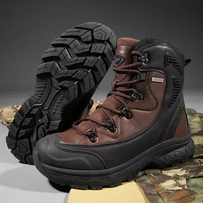 Bottes du désert en cuir pour hommes, respirantes, antidérapantes, imperméables, pour la chasse, la 