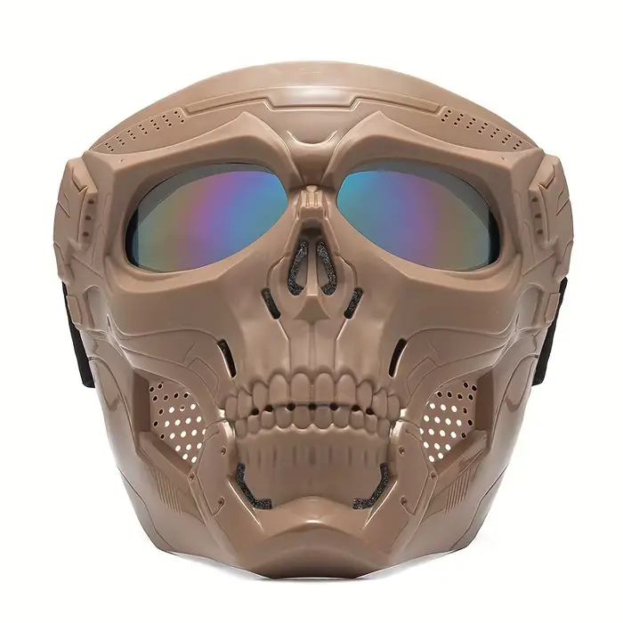 Masque de moto à thème crâne avec lunettes de moto - Plastique durable, fermeture à cordon pour la c