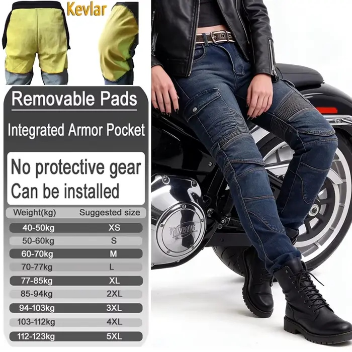Pantalon de moto en Kevlar pour femme, printemps-automne, jean de motocross en aramide, résistant à 