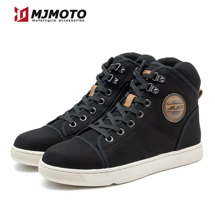 Bottes de Moto en Microcarence pour Homme et Femme, Chaussures de Course Décontractées, Respirantes,