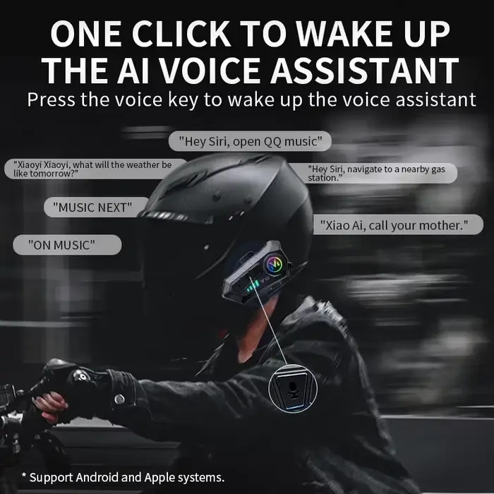 Casque de moto sans fil étanche avec contrôle vocal