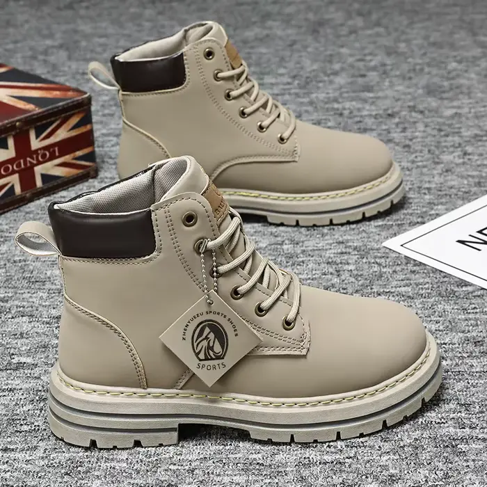 Bottes hautes chaussures en cuir pour hommes mode moto bottines pour hommes bottes d'hiver homme cha