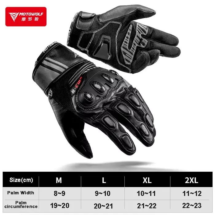 Gants de moto pour hommes, gants de course à vélo, gants en cuir à doigts entiers pour moto, guantes