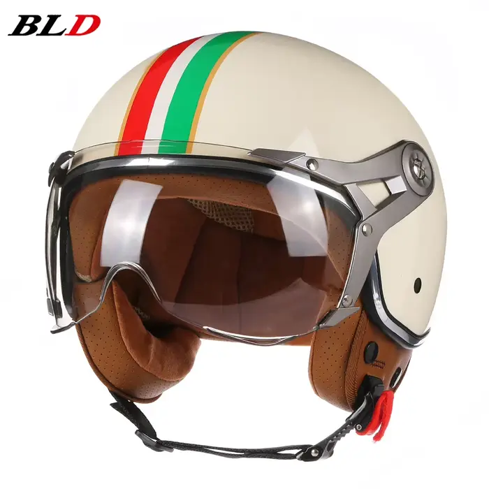 Casque de Moto Vintage TT & COCASCOS Jet avec visière