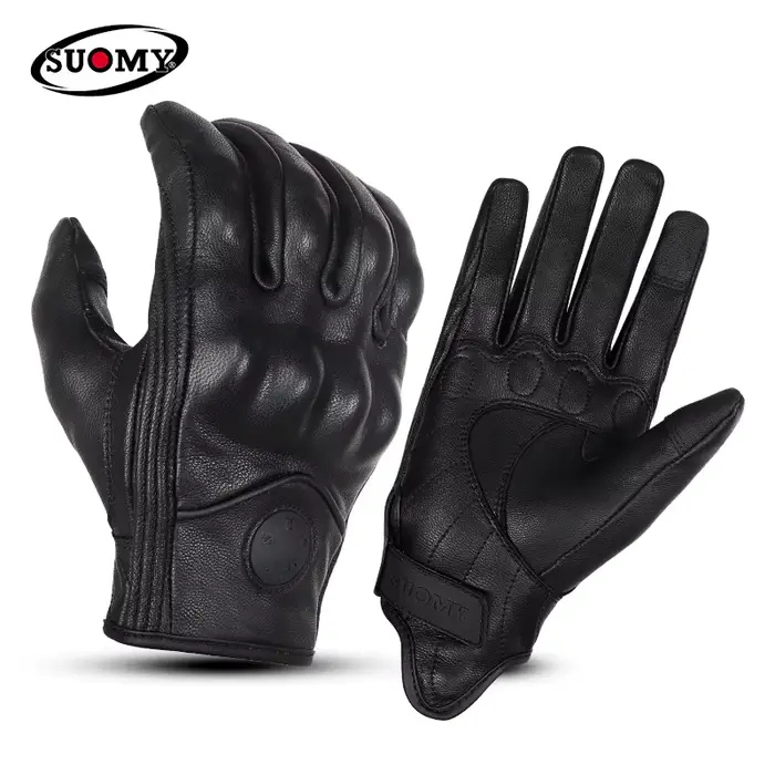 Gants de moto en cuir coupe-vent pour femme, peau de chèvre, opération tactile, protection des artic