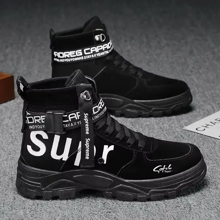 Bottes d'été polyvalentes en cuir pour hommes, chaussures montantes à bout rond, de sport, nouvelle 