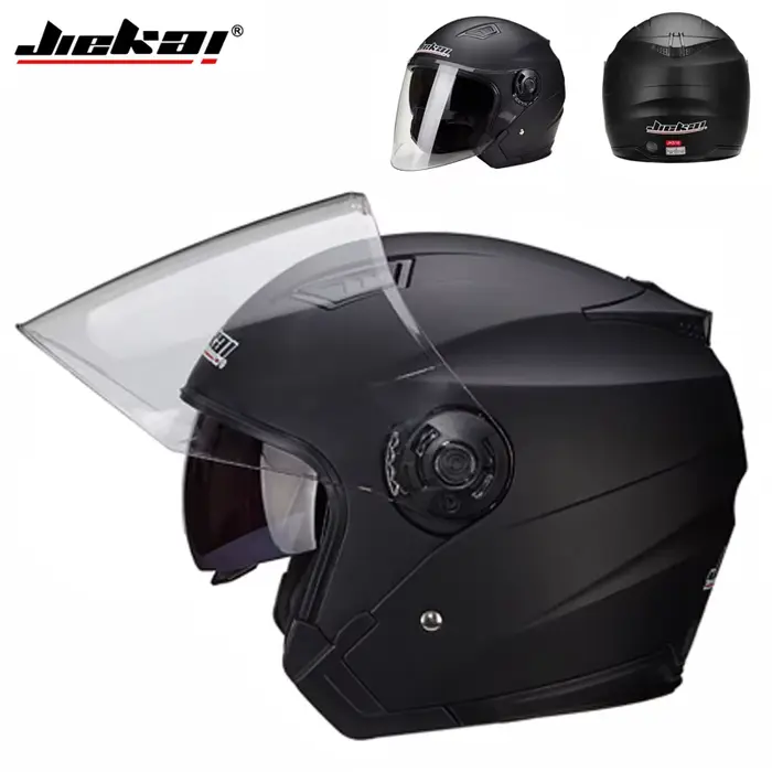 JIEKAI Moto demi casque hommes double lentille Scooter Moto Casco Village équitation Capacete De Mot
