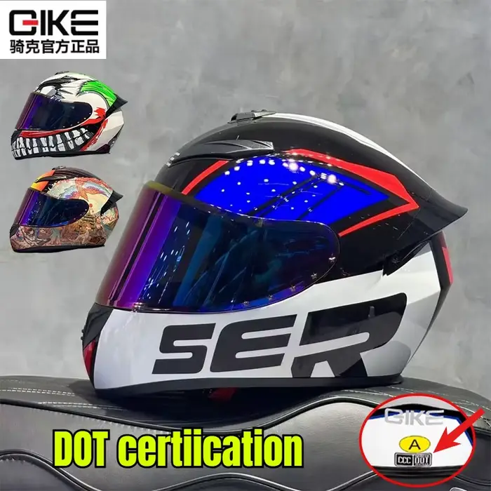 Casque certifié QIKE DOT Red Venom intégral pour moto avec plusieurs aérations