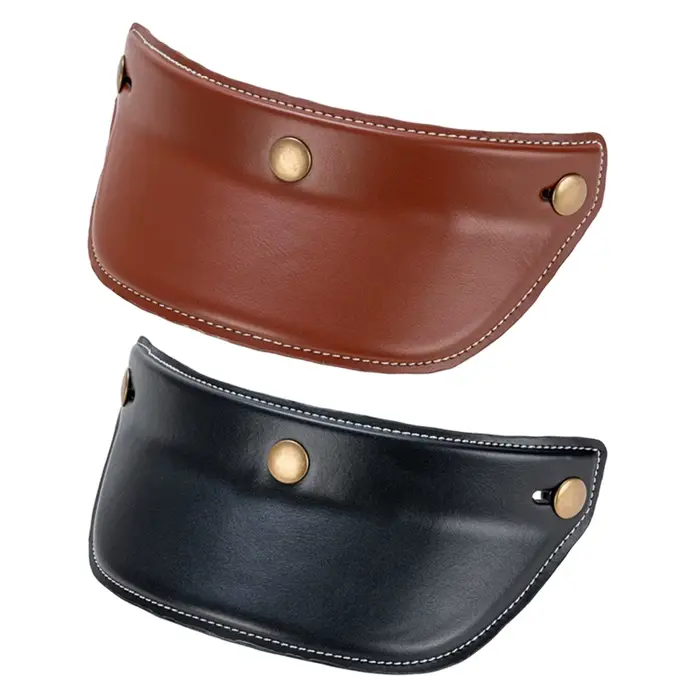 Visière de casque à 3 boutons-pression, légère, en cuir, protection solaire, visière pour casque de moto à face ouverte