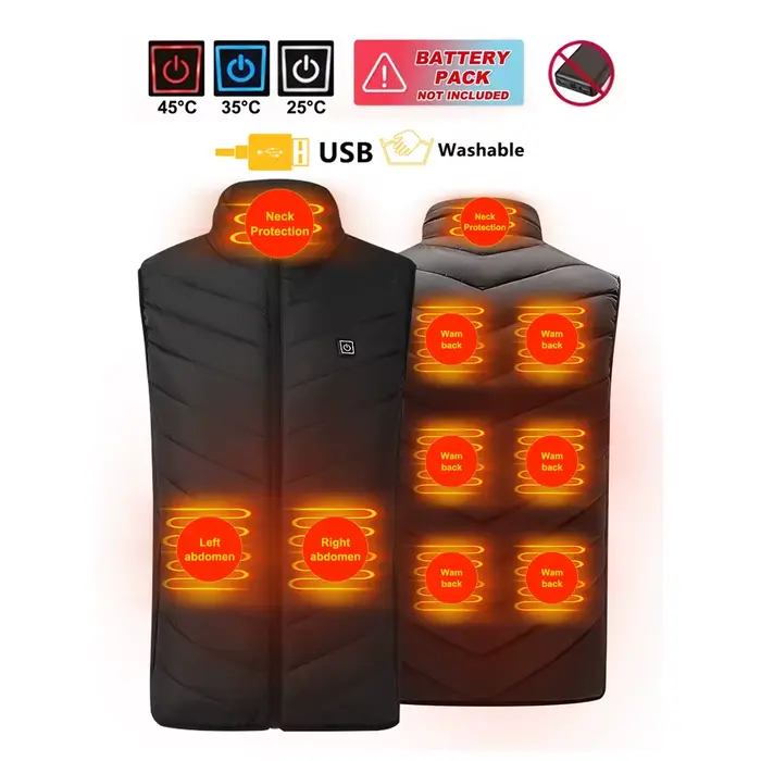 Veste chauffante pour moto, 9 Zones de chauffage, 1Min de chaleur rapide, 3 vitesses, contrôle de la