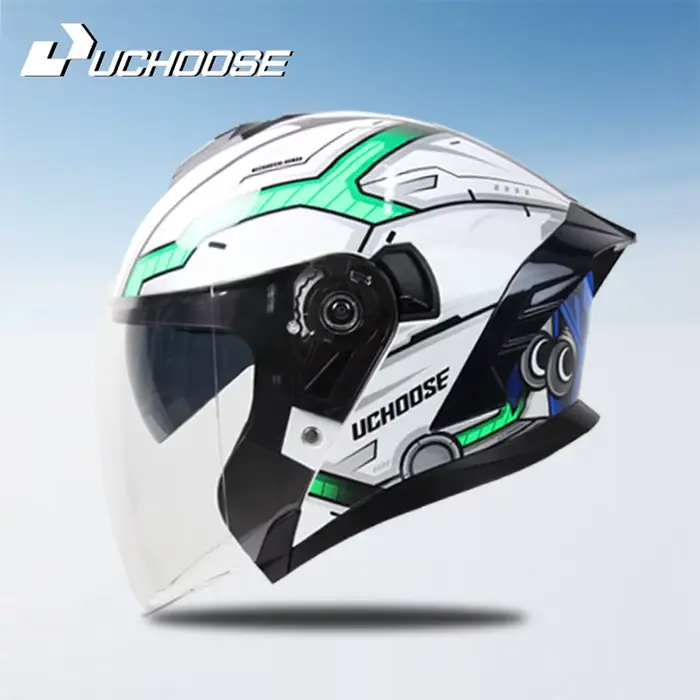 Casque de moto ouvert 715 pour hommes et femmes, double visière, pare-soleil, léger, pour scooter, v