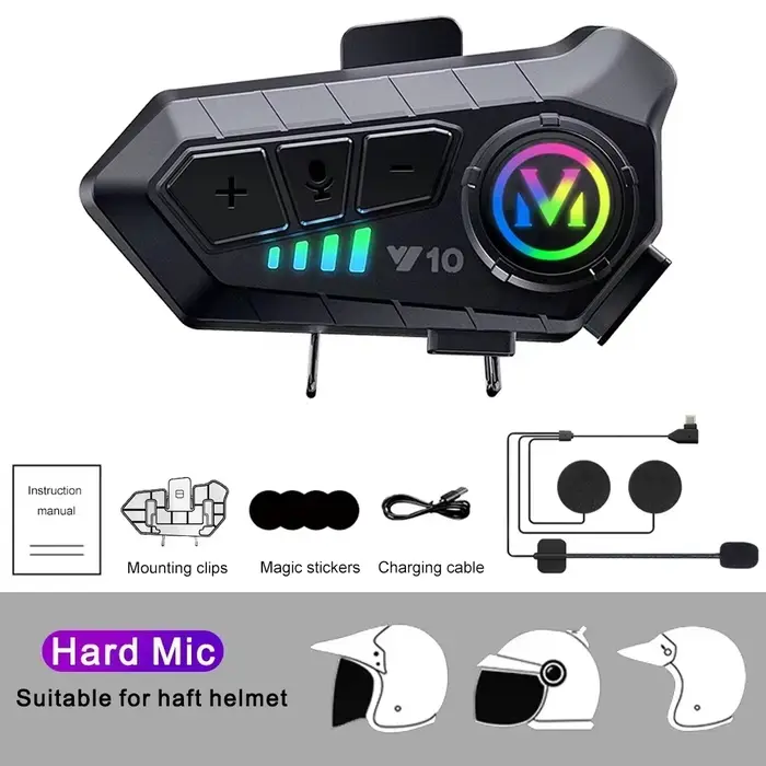 Y10 casque de moto casque Bluetooth 1000Mah réduction du bruit sans fil mains libres étanche moto éc