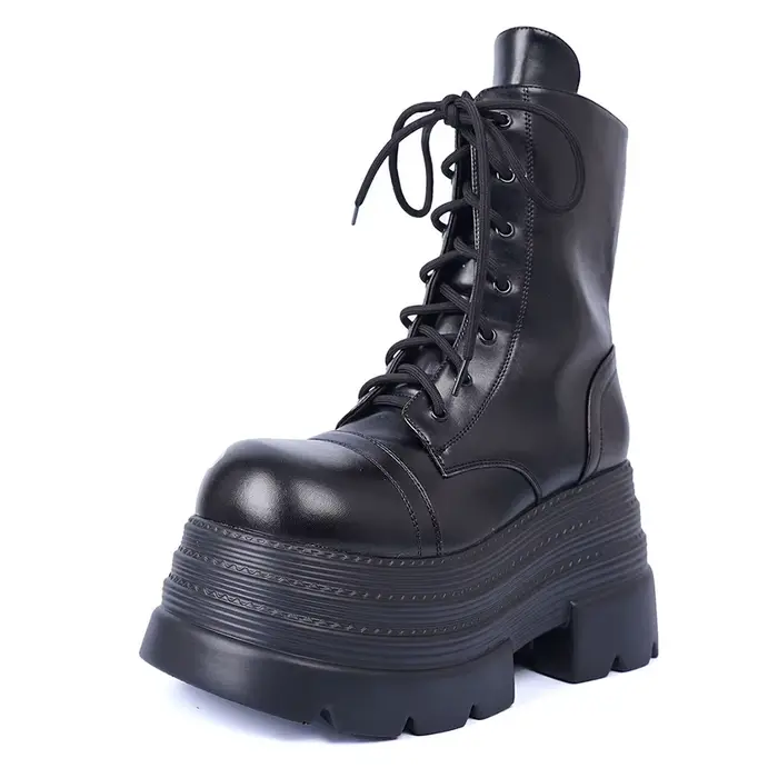 Bottes de moto à talons épais pour femmes, plateforme Punk, flambant neuves, bottes de Combat gothiq