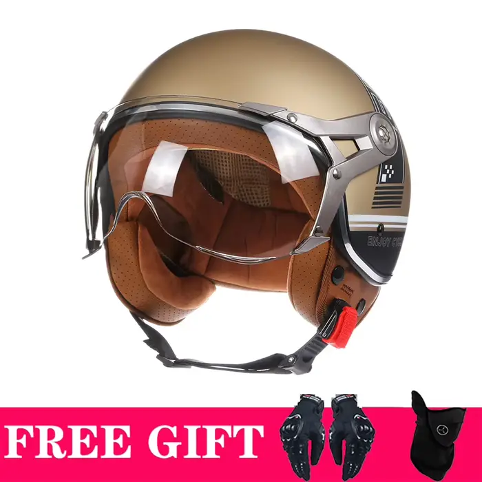 Casque de moto semi-ouvert rétro DOT 3/4, casque ouvert rétro 3/4, casque de croisière, casque moto 