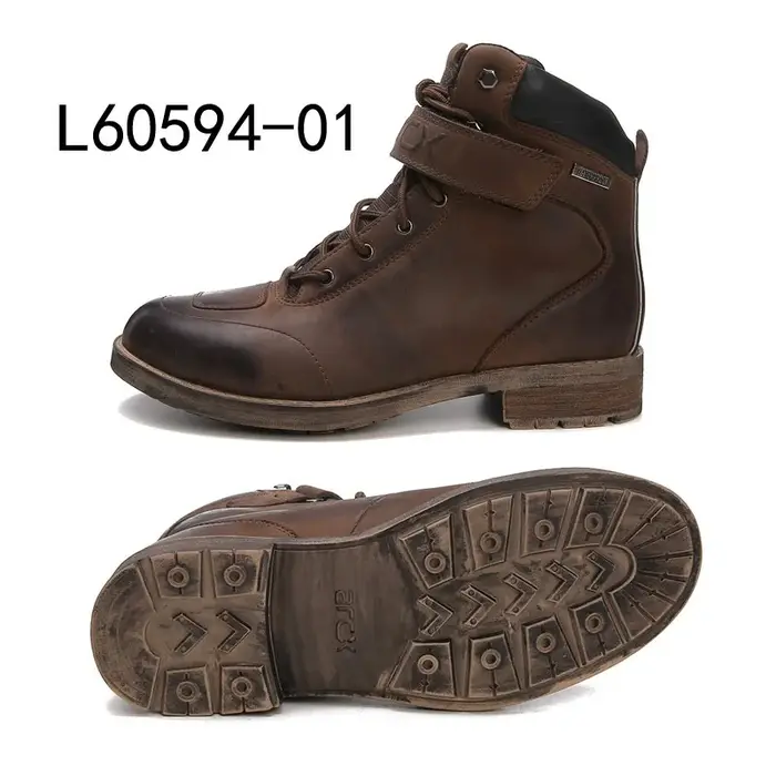 ARCX-Bottes de rinçage de moto en cuir véritable, imperméables, chaudes, vintage, extérieur, loisirs