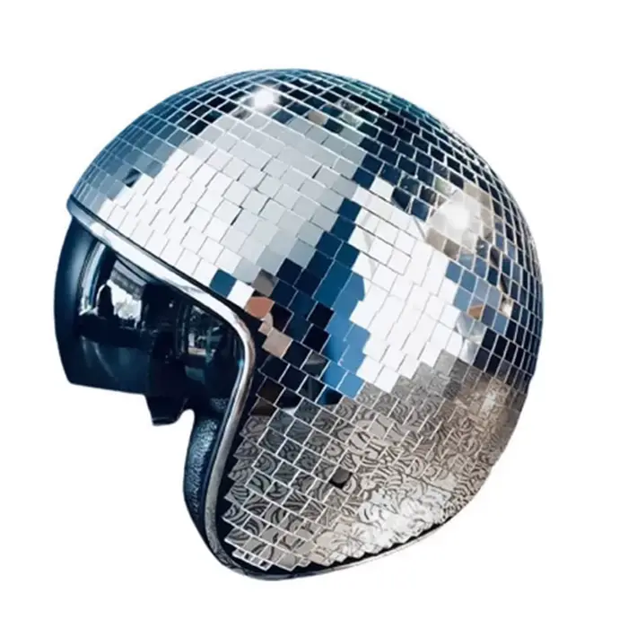 Casques de boule Disco Casques de décoration Disco avec visière rétractable Casques de boule de pail