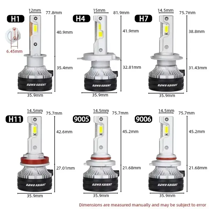 DAWNKNIGHT K8C 40W K7C Led longue durée Version H7 H4 H11 Led ampoule de phare 3 Tube de cuivre Led 