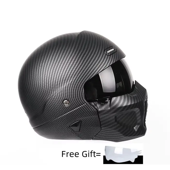 Casque de moto Vintage, combinaison noire, demi-casque complet, casque de croisière, motocross, lent