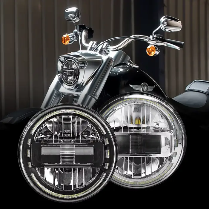 Projecteur de phare Led universel pour motos, 5.75/7 pouces, 90W, pour Harley Touring Softail Herita