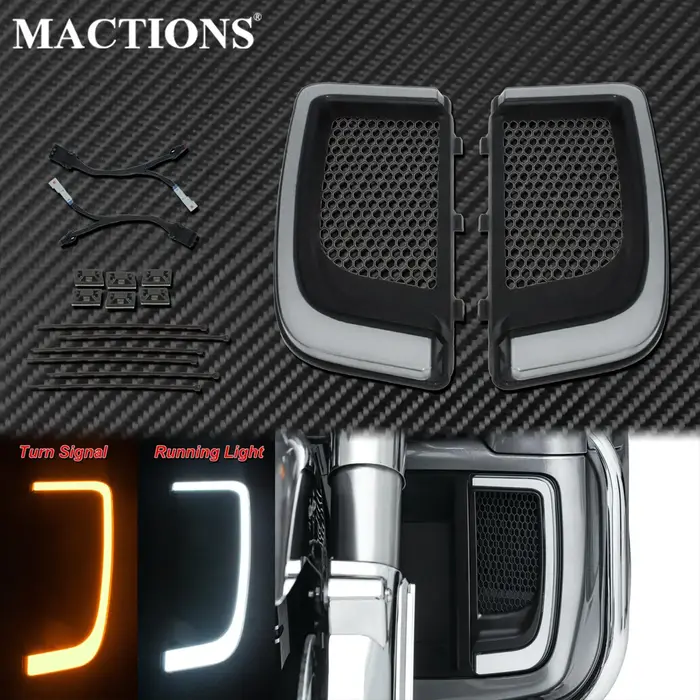 Carénage de Clignotant LED pour Moto Harley, Grilles betérieures Noires, pour Rue Touring, de Route,