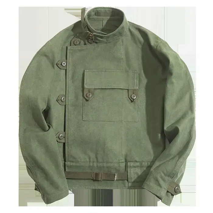 Maden rétro 16oz toile suédois moto vert veste poche Bomber veste décontracté chasse travail vêtemen