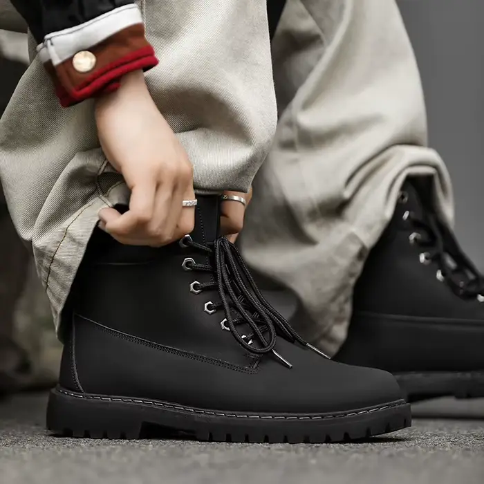 Hommes bottes hautes chaussures en cuir