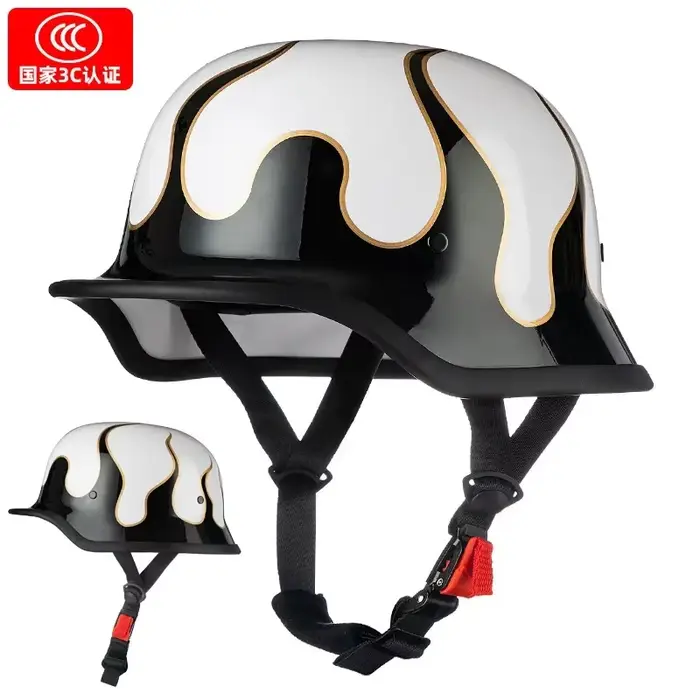 Casque De Moto rétro allemand Capacete De Moto casque Demi-casque approuvé DOT matériau ABS équitati