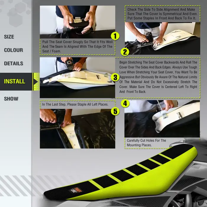 Powerzone – housse de siège de moto jaune Fluorescent, douce, imperméable, antidérapante, nervurée, 