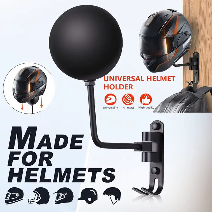 Support mural pour casque de moto 180 °   Support de casque de cintre rotatif avec crochets pour sup