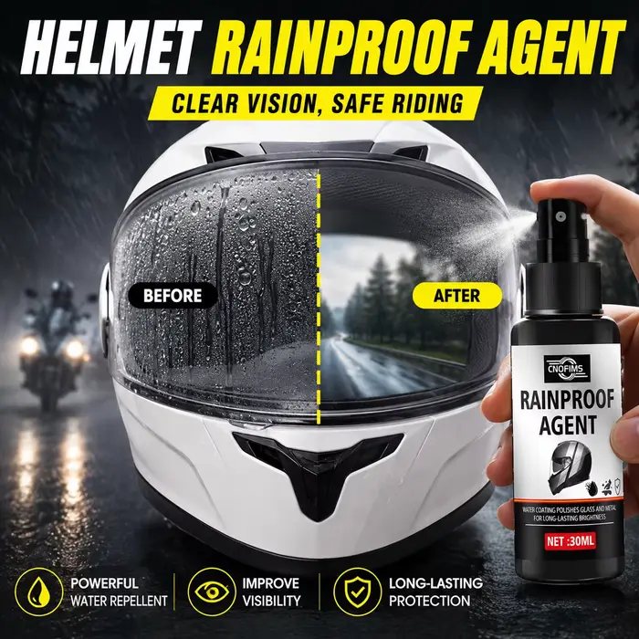 Spray anti-pluie pour casque de moto, revêtement anti-buée pour visières de casque, pare-brise, lune