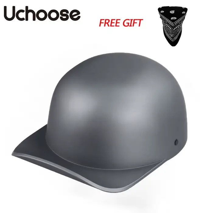 Casque de moto rétro Uchoose DS style casquette de baseball, casque vintage ouvert pour scooter, cru