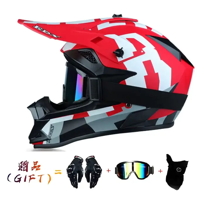VGV Casque de moto de motocross Casque tout-terrain certifié DOT Trois pièces Giveaway Hommes Femmes