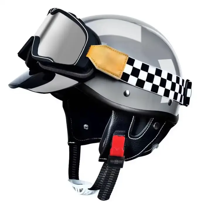 Demi-casque de moto unisexe rétro personnalisé pour garçons et filles
