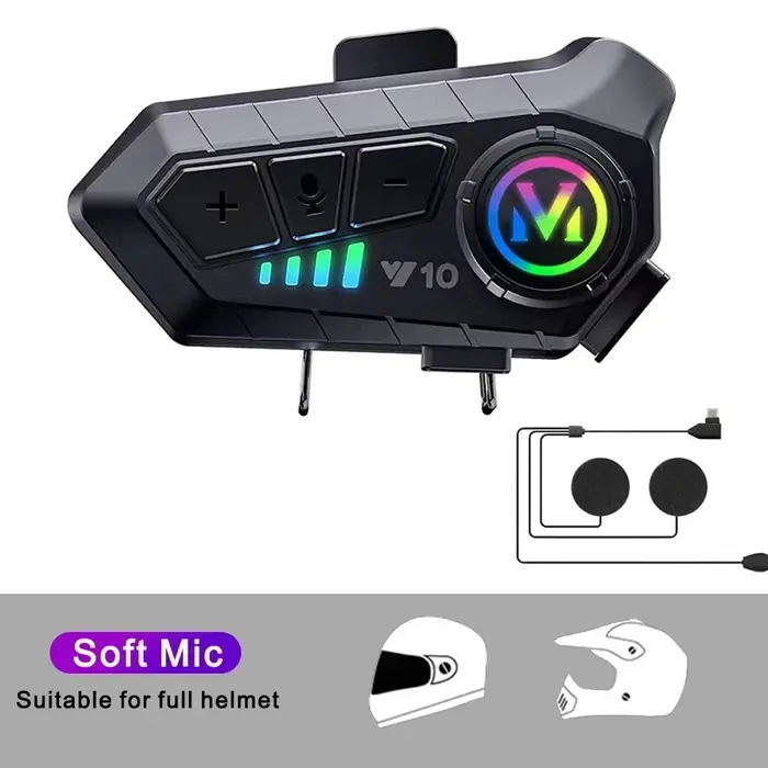 Casque de moto avec écouteurs IPX6 étanches, réduction du bruit, autonomie ultra-longue, sans fil, m
