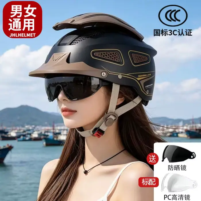 Casque de moto, scooter électrique, moto, demi-casques pour hommes et femmes, respirant, été, casque